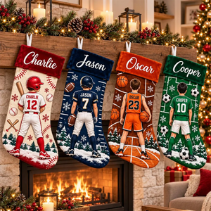 Personalized Sports Christmas Stocking, Custom Name Ball Sports Gift