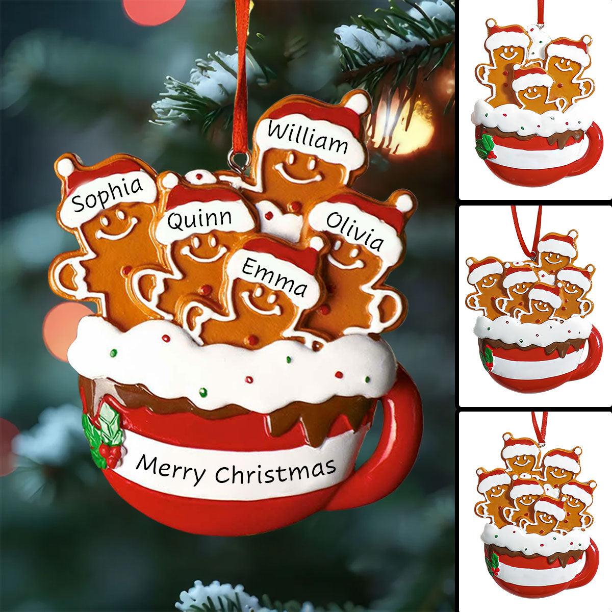 Personalized Gingerbread Family Ornament 2025, Xmas Tree Decor