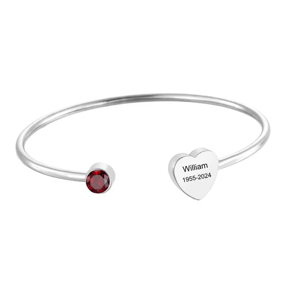 Personalised Heart Bracelet With Birthstone and Name
