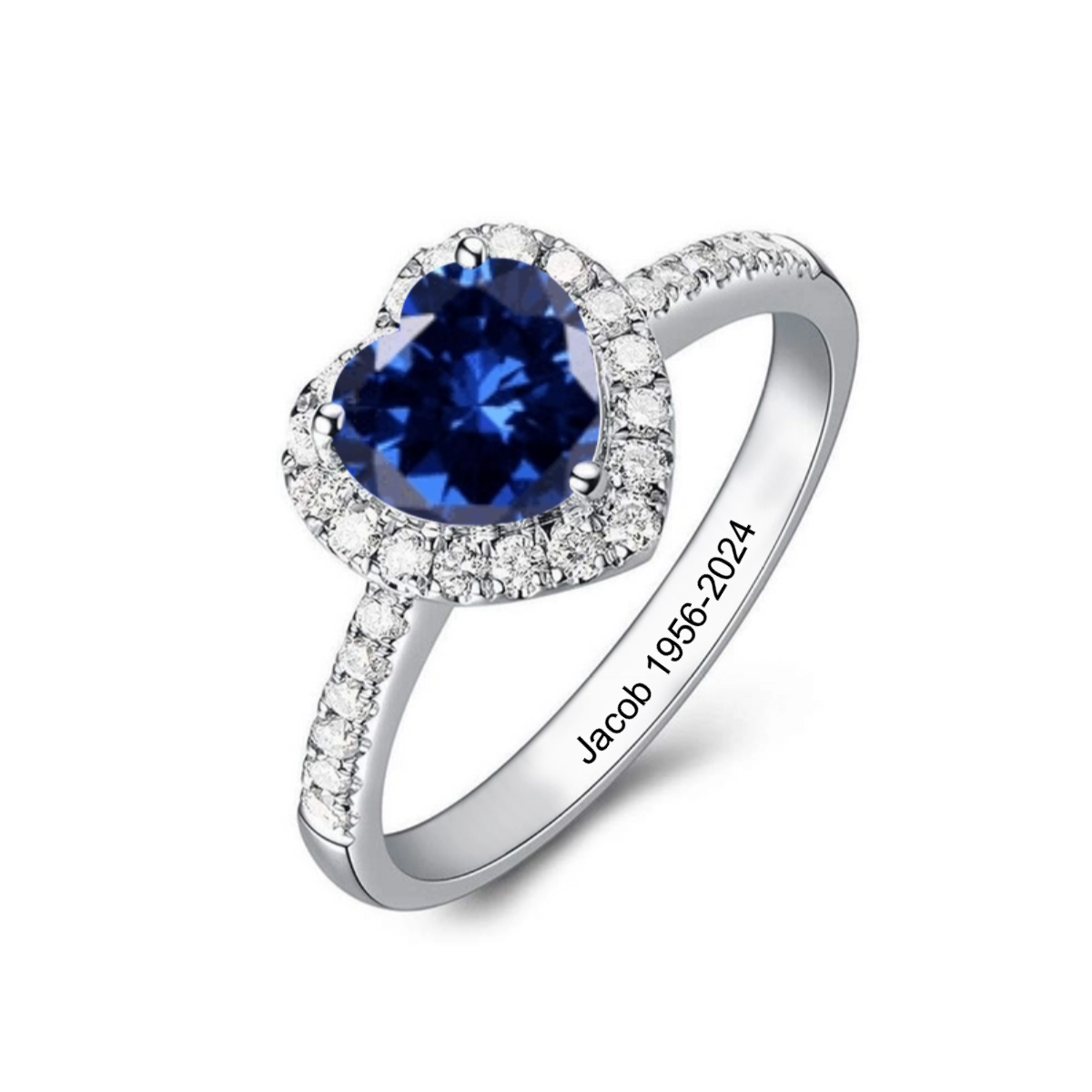 Personalized Dainty Birthstone Heart Memorial Ring - Gift For Christmas