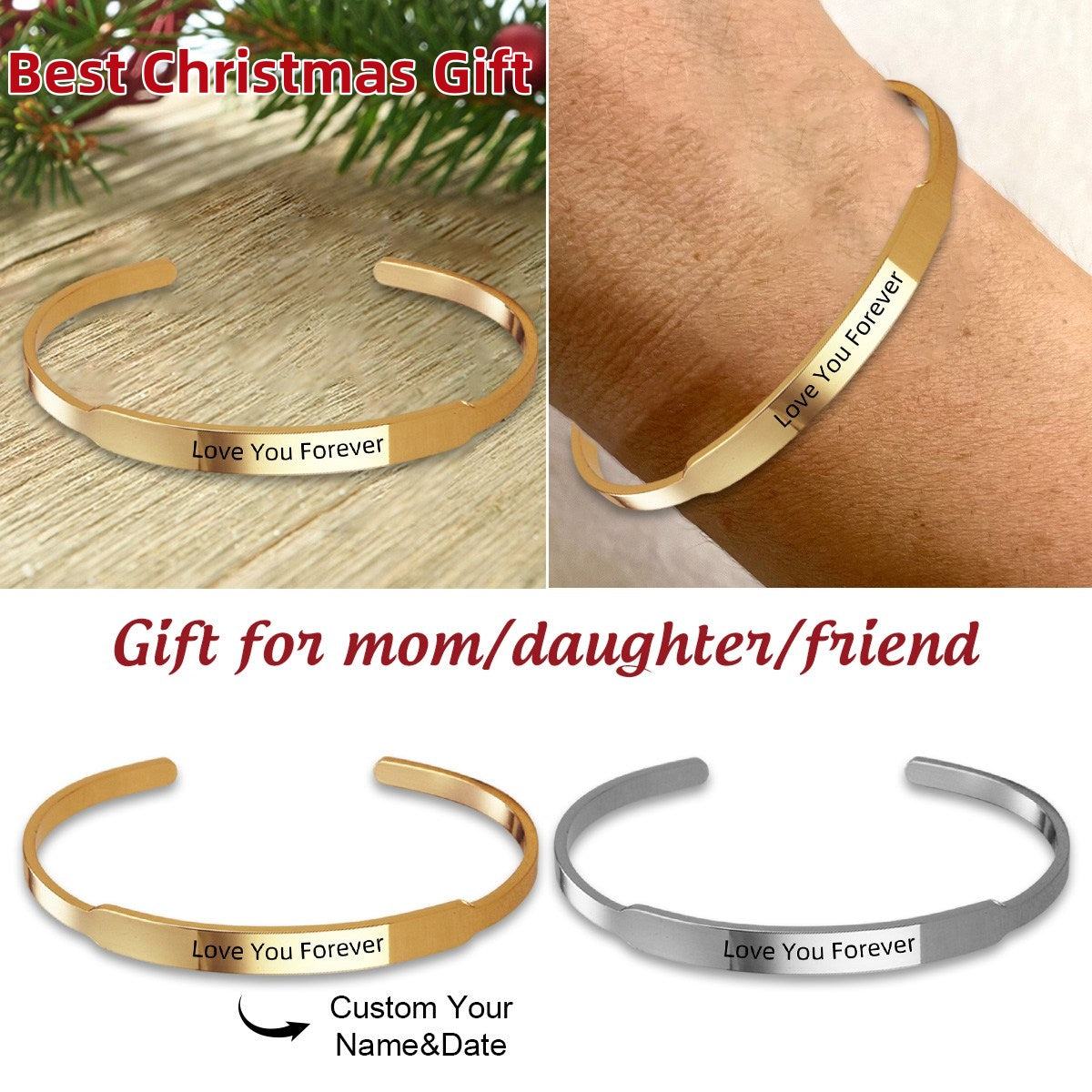 Personalized Custom Name&Date Bracelet for Women - Gift For Christmas
