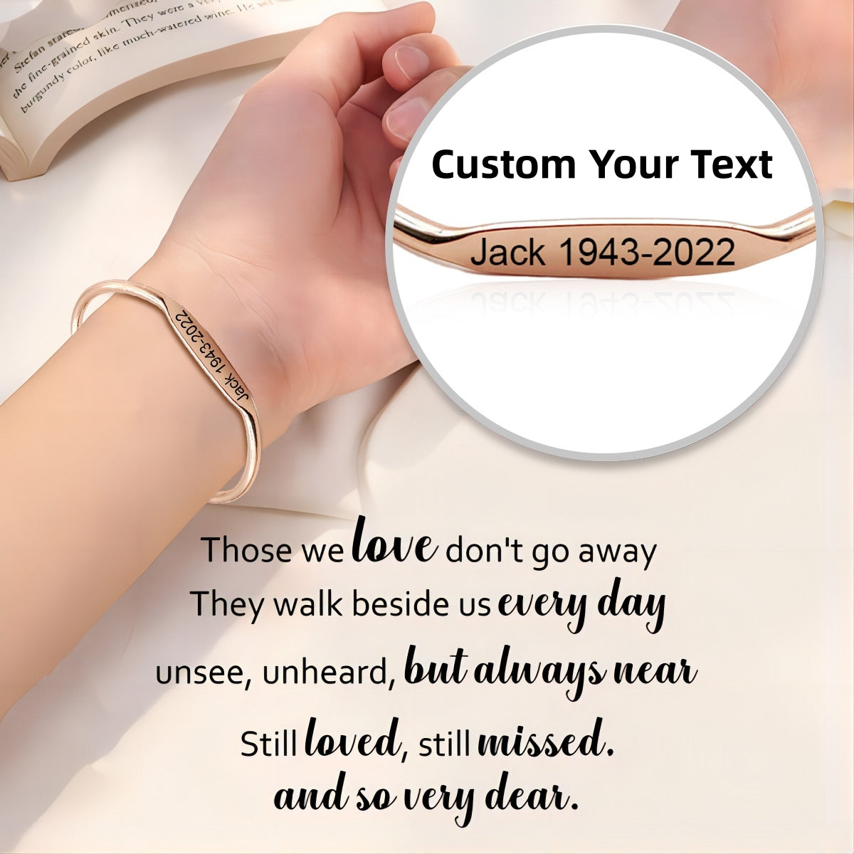 Personalized Name&Date Memorial Bangle Bracelet - Gift For Christmas