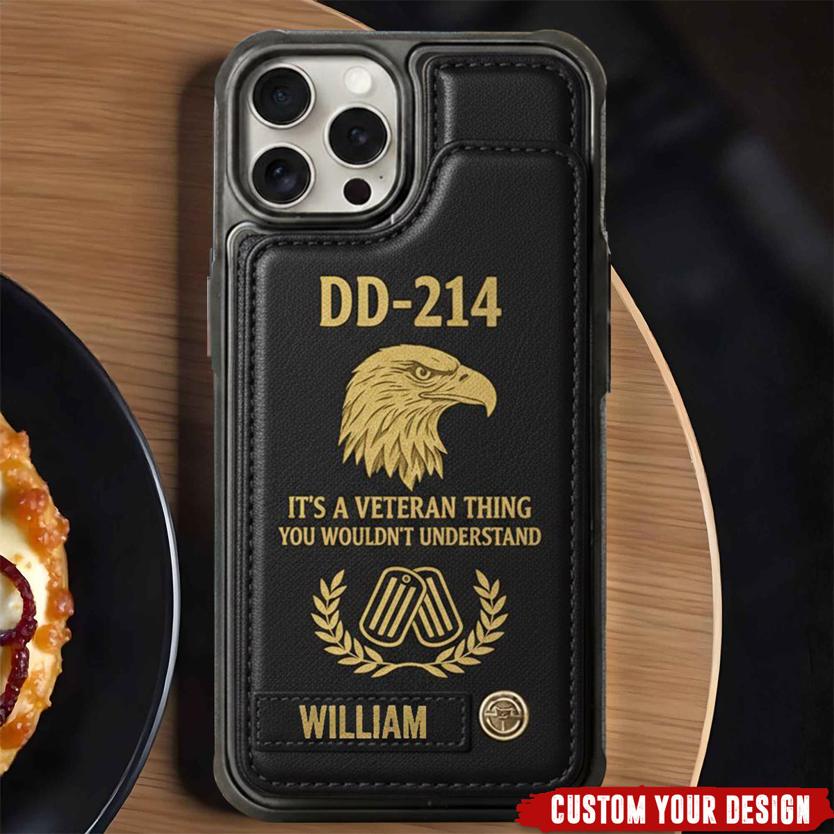 Custom DD-214 Veteran Leather Wallet Phone Case