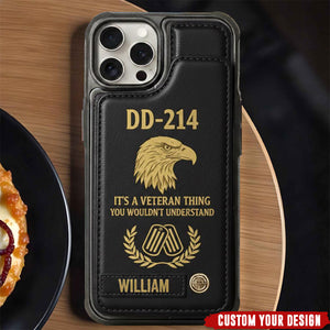 Custom DD-214 Veteran Leather Wallet Phone Case
