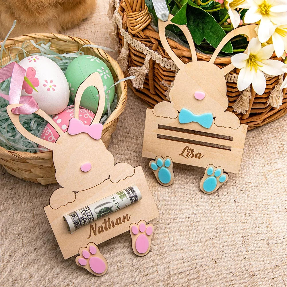 Personalized Bunny Money Holder With Name ,Easter Gift For Kid