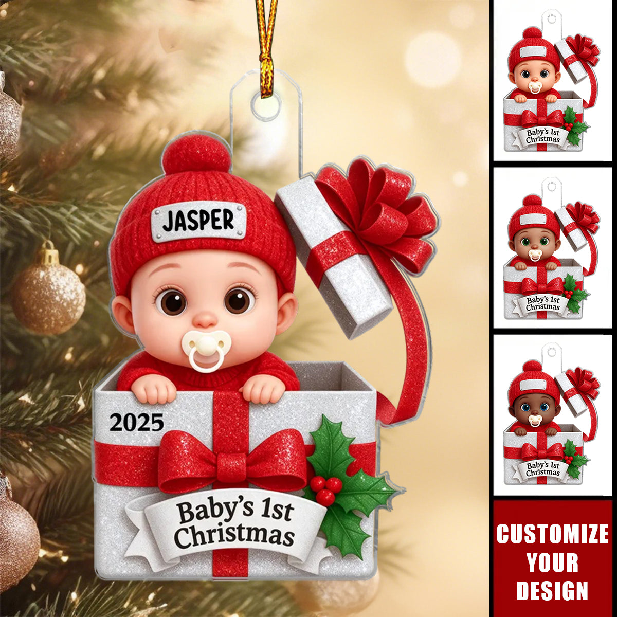 3D Shining Effect Baby's First Christmas - Personalized Acrylic Ornament