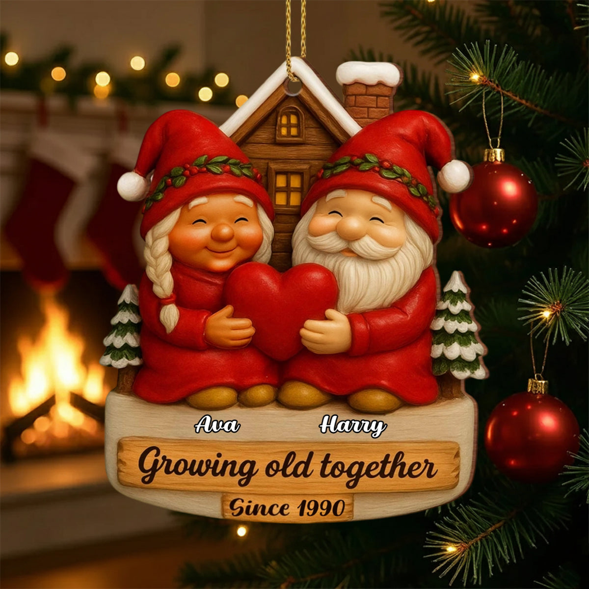 Growing Old Together Custom Wood Ornament