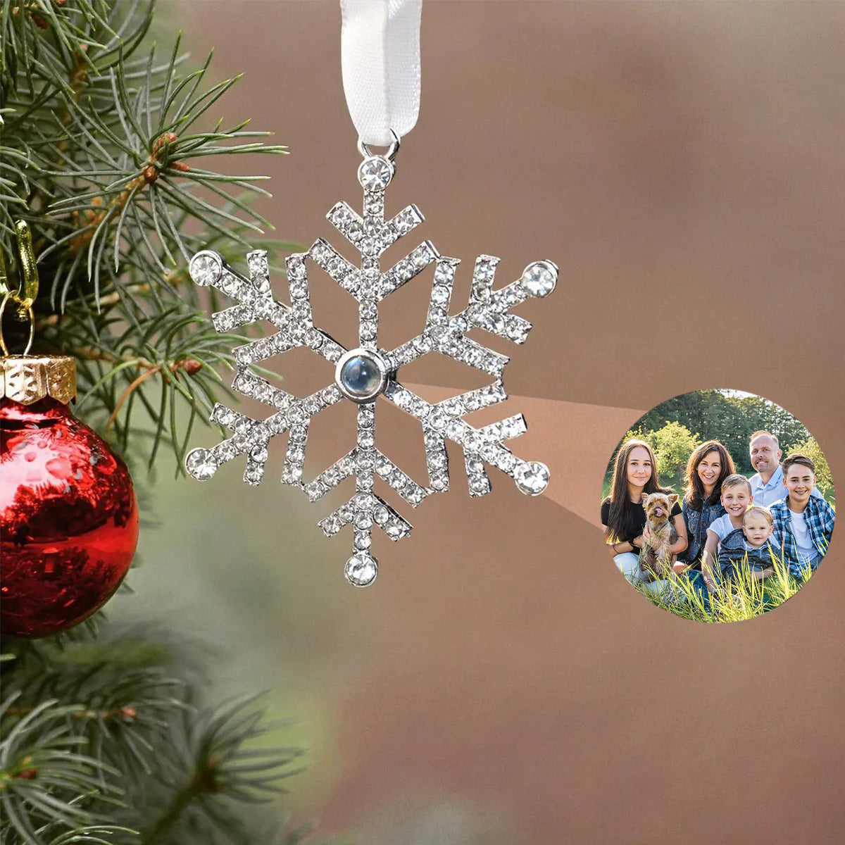 Custom Photo Projection Snowflake Ornament For Christmas