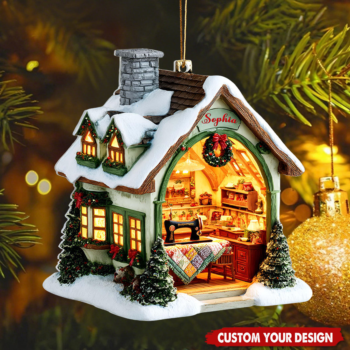 Personalized Sewing Room Ornament, Christmas Tree Ornament
