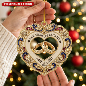 "The Year We Became Mr & Mrs" Personalized Acrylic Ornament - Custom Couples First Christmas Keepsake