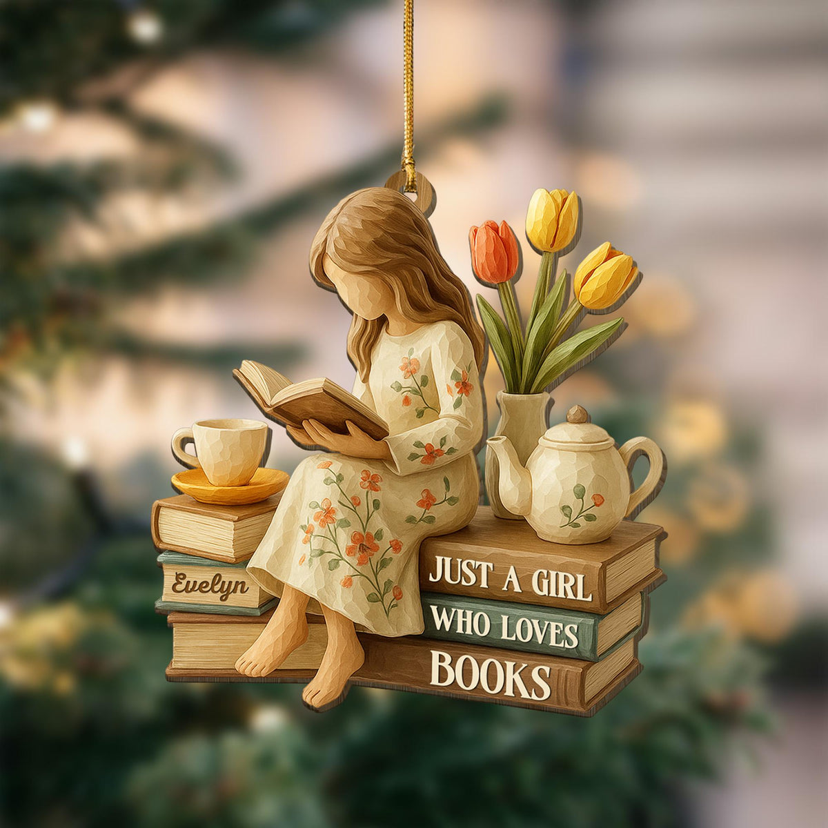 Personalized Just A Girl Who Loves Books  Ornament, Gift For Book Lover