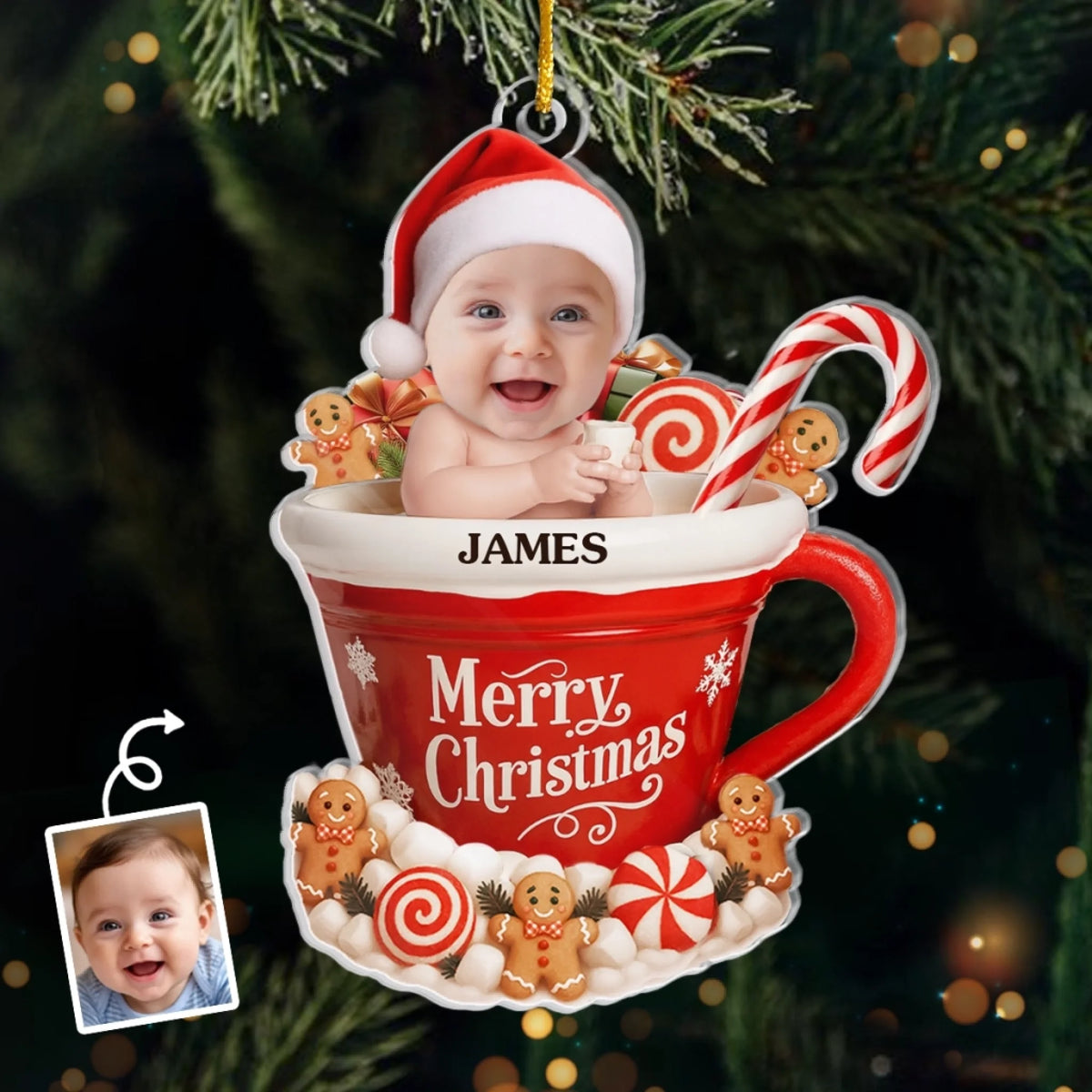 Gingerbread’s Newest Member - Personalized Christmas Baby Acrylic Ornament