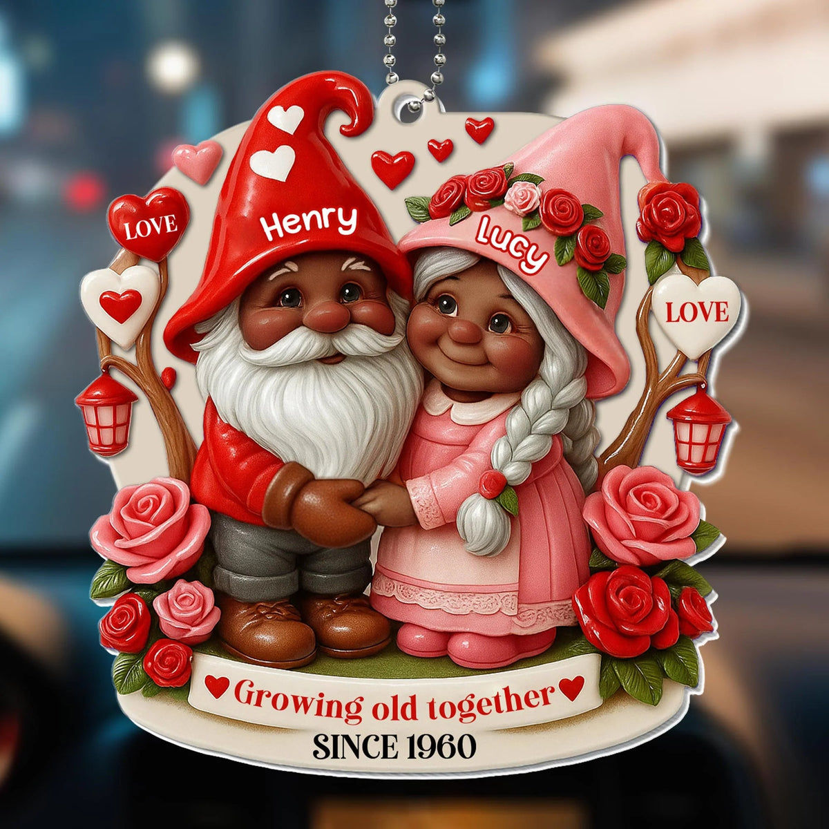Growing Old Together Car Hanging Ornament, Personalized Gift For Couples