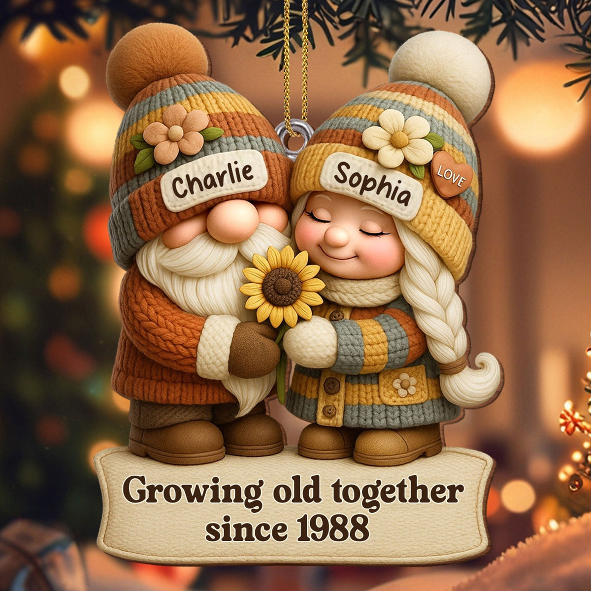 Personalized Growing Old Together Christmas Couple Ornament