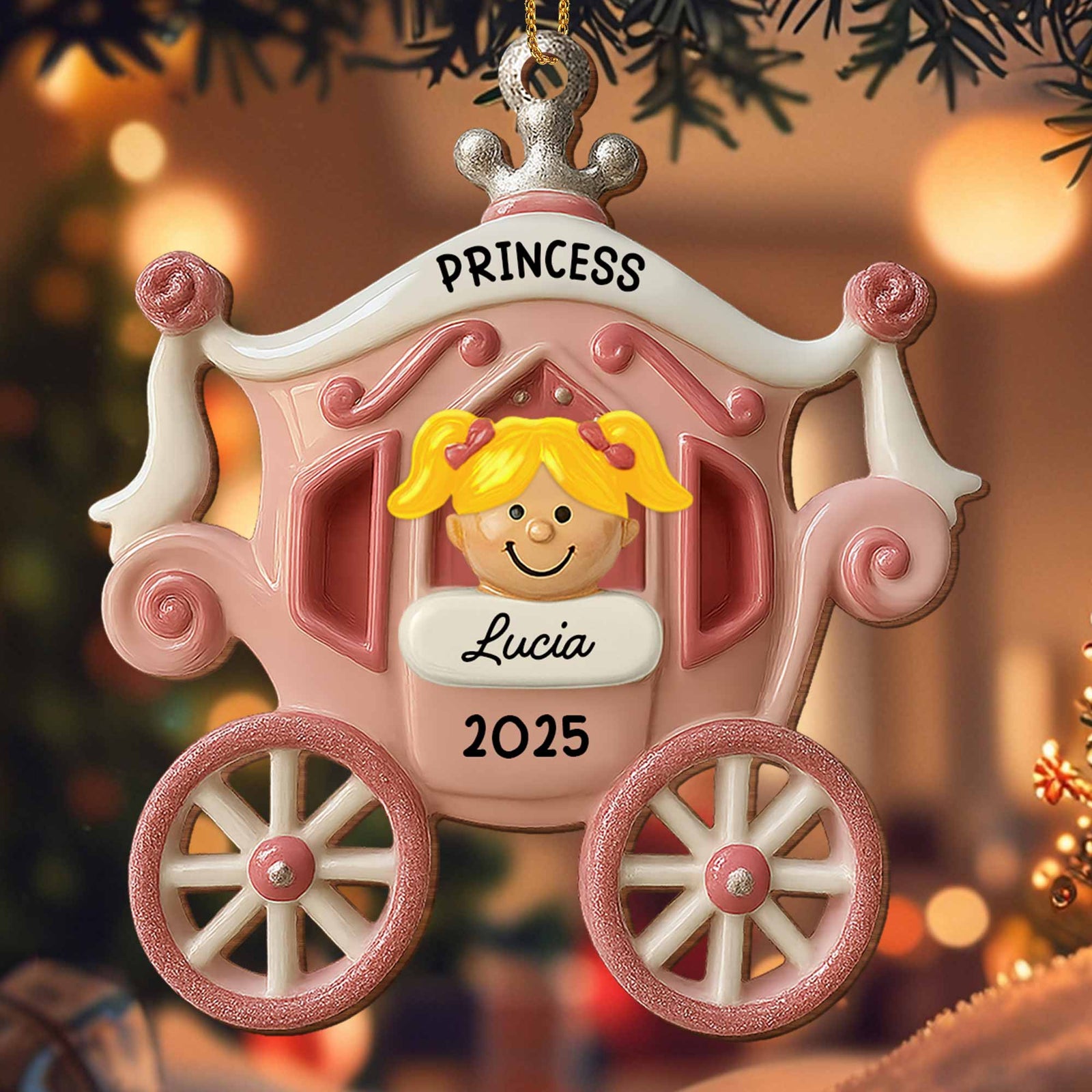 Princess Carriage Personalized Ornament - Gift For Daughters