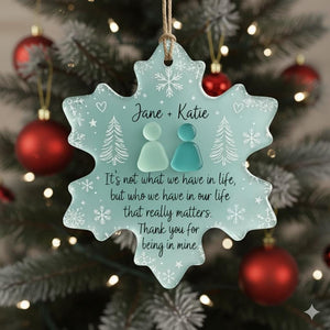 Personalized  Sea Glass Friendship Ornament, Snowflake Friendship Keepsake