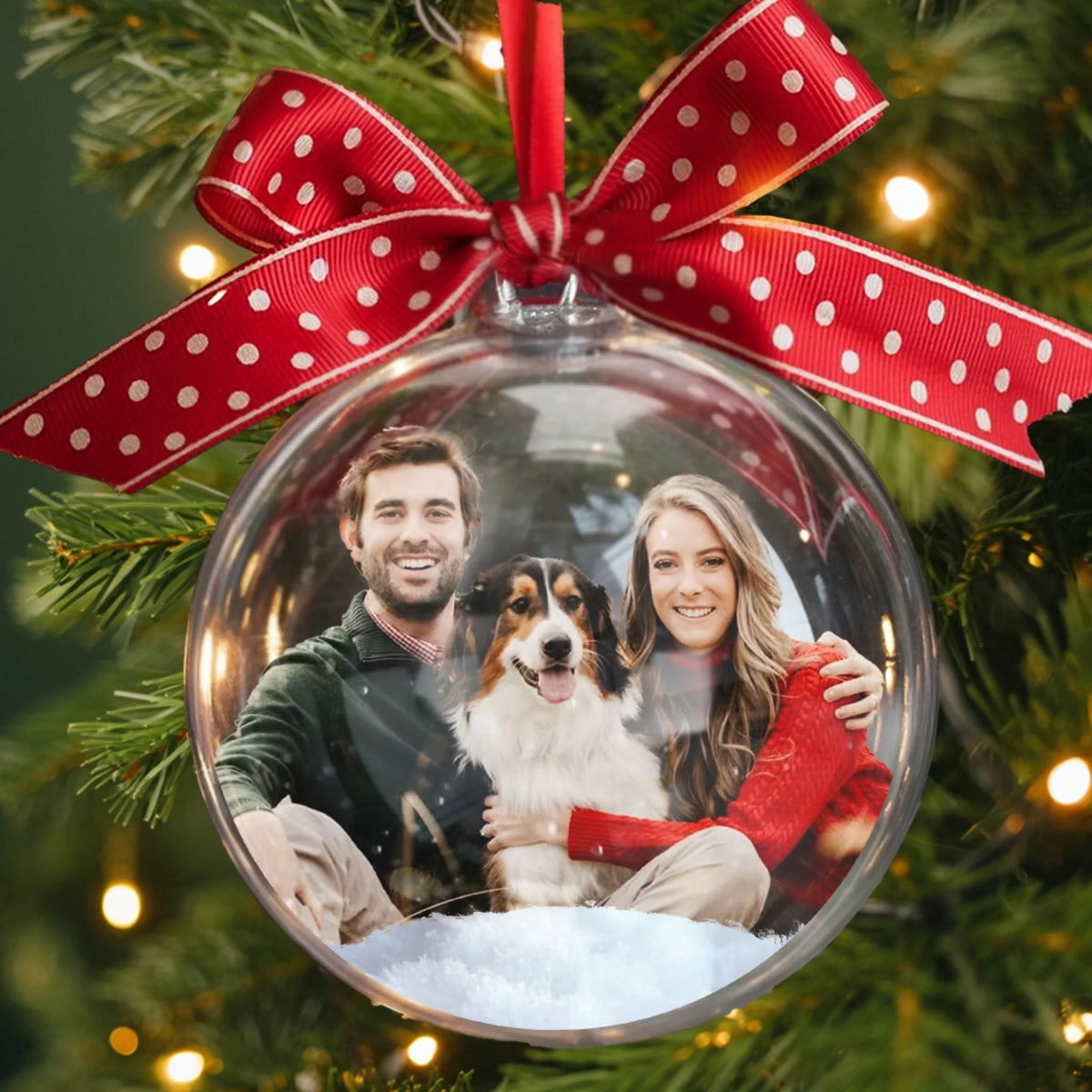 Family Forever, Christmas Together - Personalized Custom Photo Christmas Ornament
