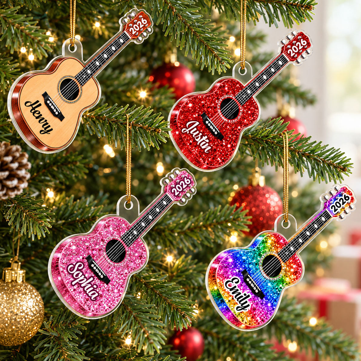 Guitar Gift for Musicians and Music Lovers - Personalized Acrylic Ornament