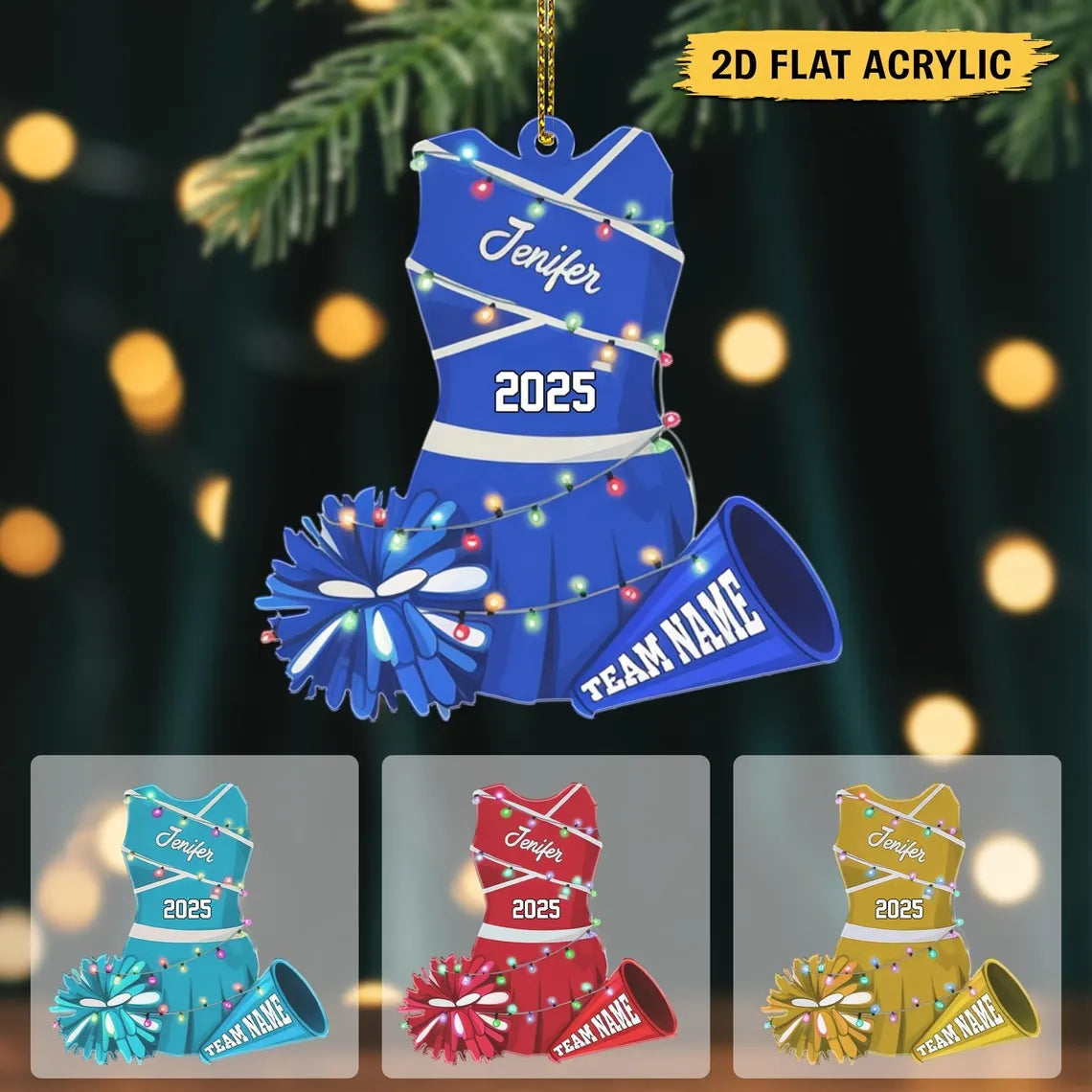 Personalized Cheer Ornament with Uniform Cheerleading Christmas Ornament