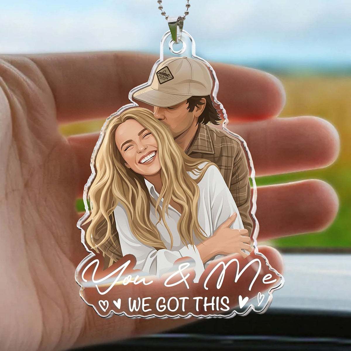 Custom Couple Photo Car Ornament, Anniversary Gifts For Him, Her