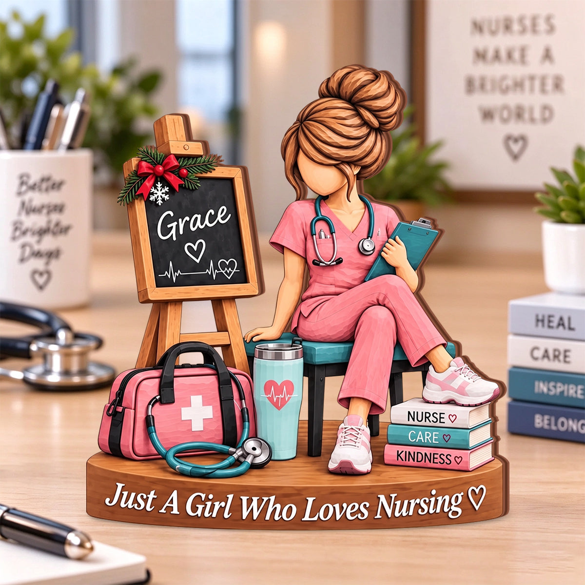 Personalized Nurse Wooden Plaque, Custom Name Desk Decor, Nurse Graduation Gift