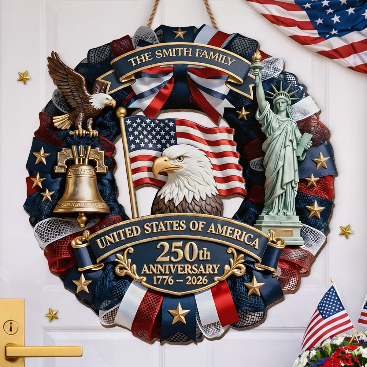 Custom Wood Sign-Personalized America Anniversary Gifts-Family Forever United