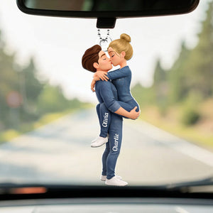 Personalized Kissing Couple Acrylic Car Hanger Cute Rearview Mirror Decor