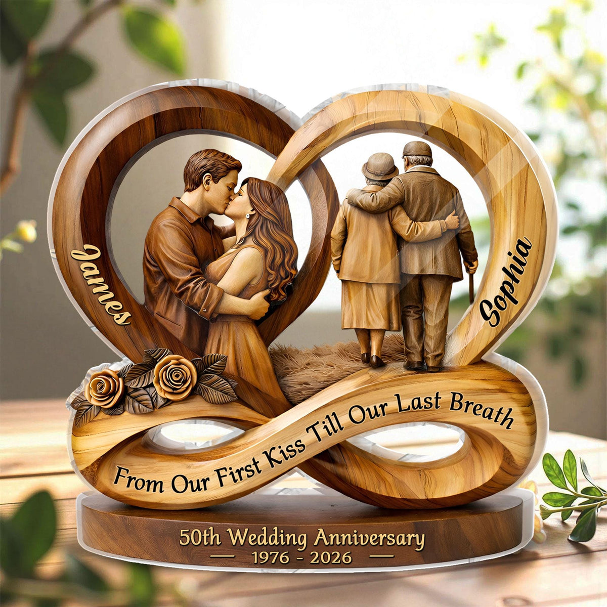 From Our First Kiss Till Our Last Breath -Personalized Wedding Anniversary Acrylic Plaque