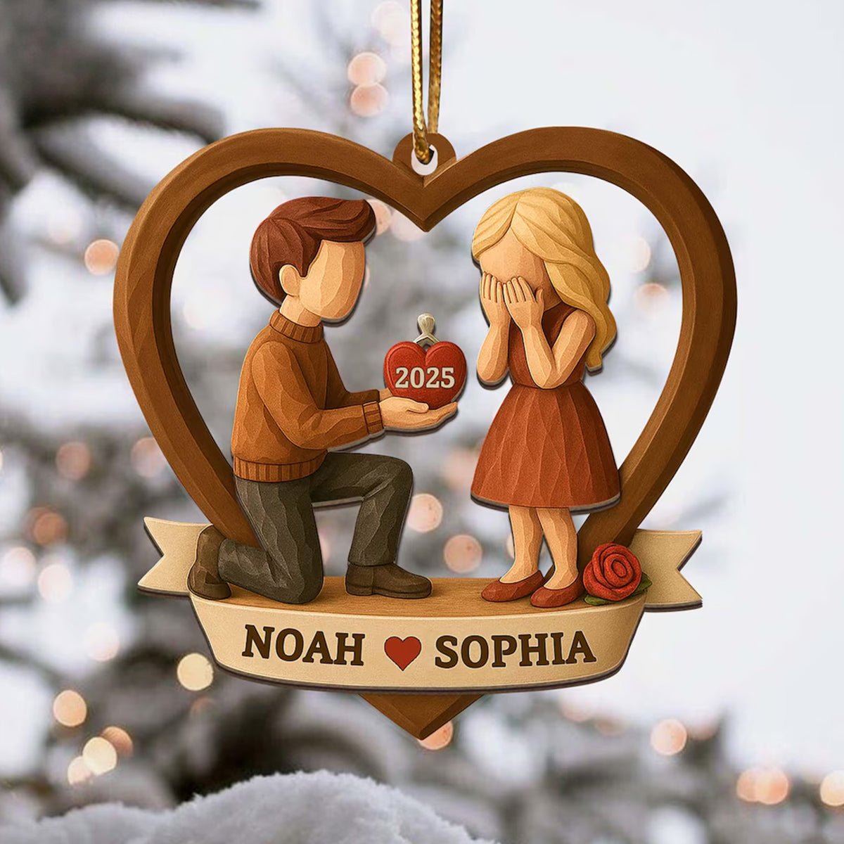 Personalized Couple Marriage Proposal Ornament, Engagement Gift