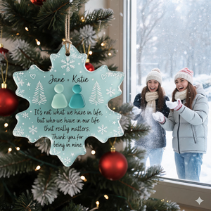 Personalized  Sea Glass Friendship Ornament, Snowflake Friendship Keepsake