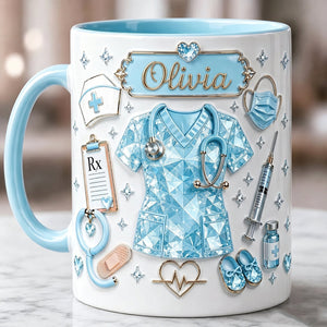 Personalized 3D Effect Nurse Name Mug-Custom RN Gift Coffee Cup