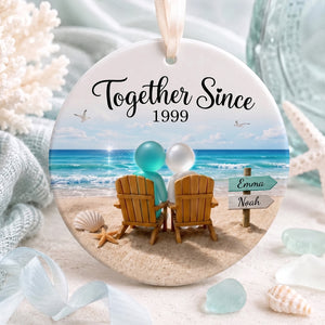 Personalized Sea Glass Couple Beach Ornament