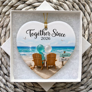 Personalized Sea Glass Couple Beach Ornament