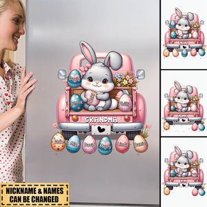 Grandma Bunny With Easter Egg Grandkids Personalized Sticker Decal