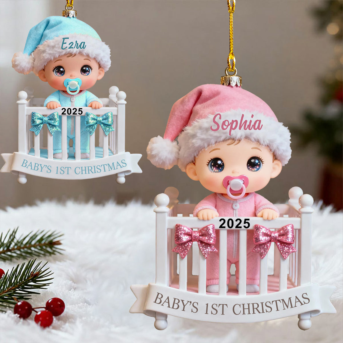 Baby’s 1st Christmas Ornament - Custom Name Newborn Gift