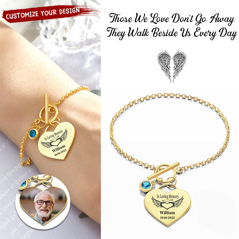 Personalized Memorial Heart Bracelet with Birthstone