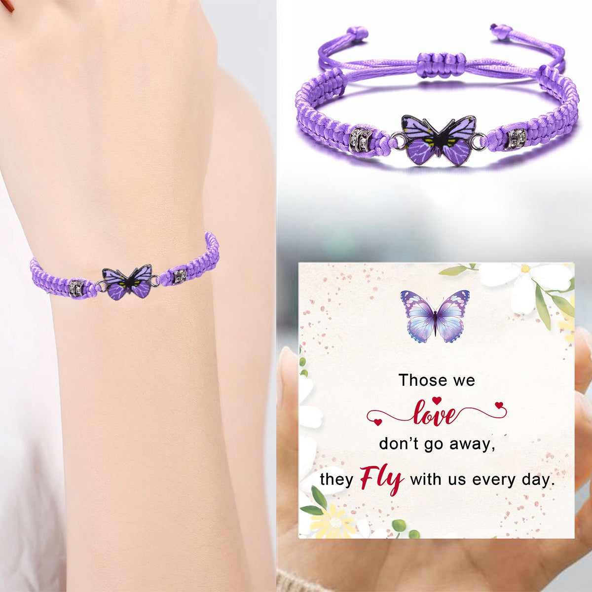 Those We Love Don’t Go Away They Fly With Us Every Day Butterfly Memorial Bracelet